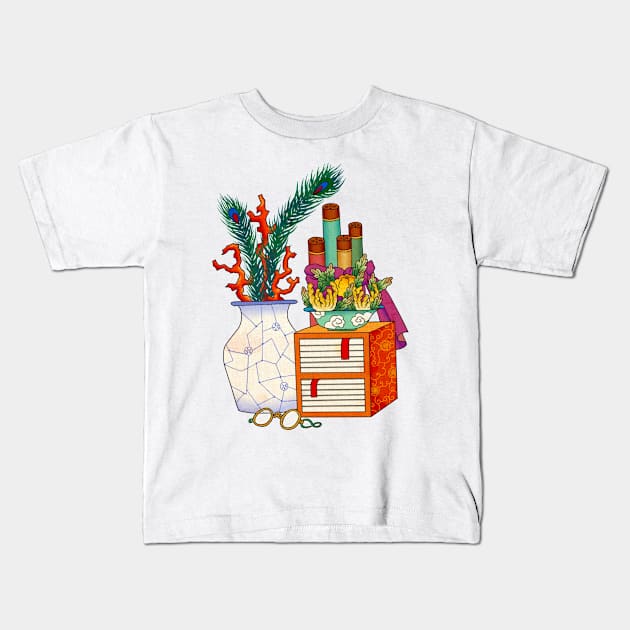 Minhwa: Old Korean Stationery with Coral A Type (Korean traditional/folk art) Kids T-Shirt by koreanfolkpaint